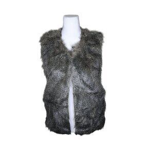 Glamsia Faux Fur Sleeveless Vest Womens Size S Brown Festival Boho